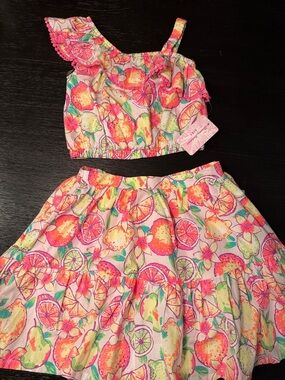 New NWT Tommy Bahama Girls Citrus Print Two-Piece Set  dress size 5/ 6